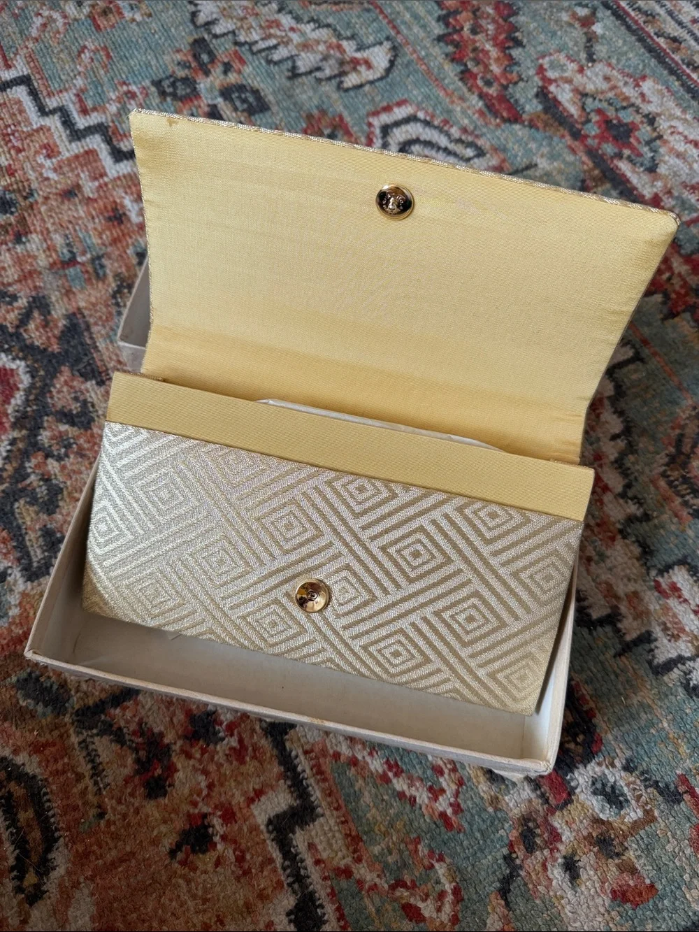 Gold Patterned Japanese Clutch